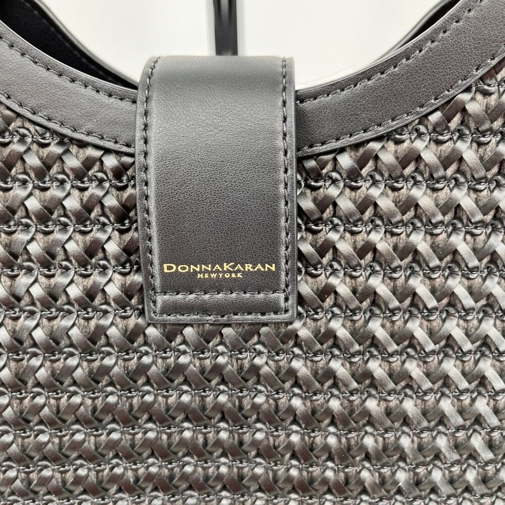 Donna Karan New York Valley Stream Black Woven Leather Small Tote Bag - Picture 4 of 16